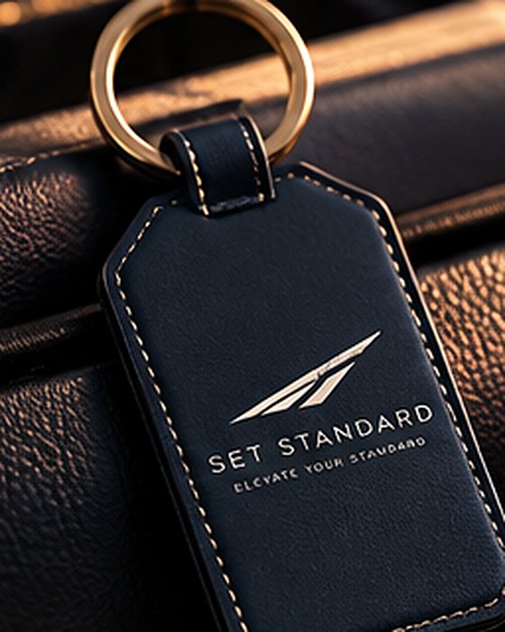 Crew Luggage Tag, Leather · Navy