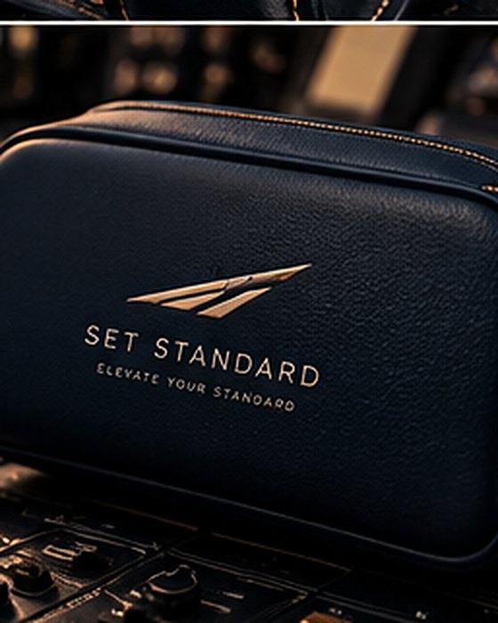 Layover Wash Bag, Leather · Navy
